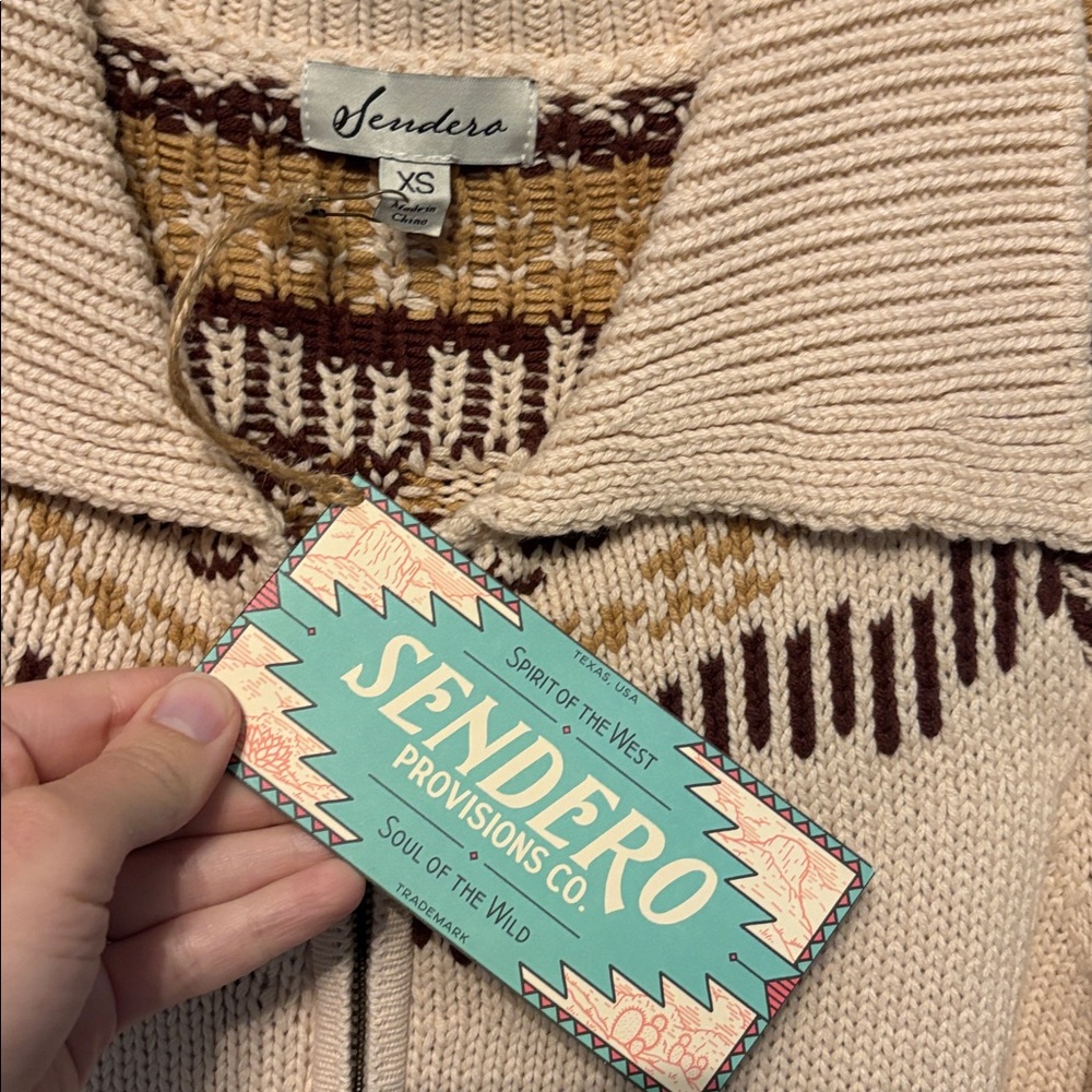 Sendero Provisions Horse zip up pocket sweater cardigan xs NWT - Picture 3 of 4